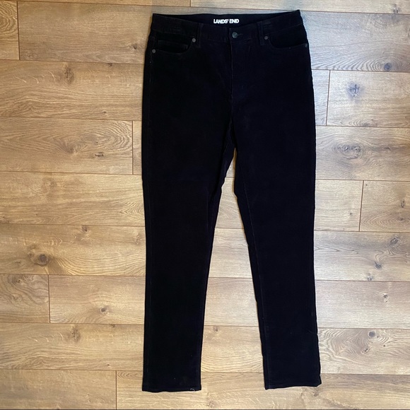 LANDS’ END Black Corduroy Straight Leg Pants Jeans 10 - Picture 3 of 14